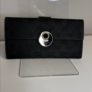 Gucci Black Monogram Canvas Eclipse Continental Wallet